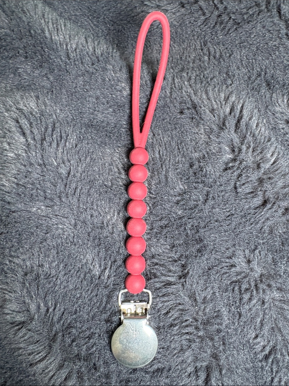 Silicone Bead Pacifier Clip - Rose Pink